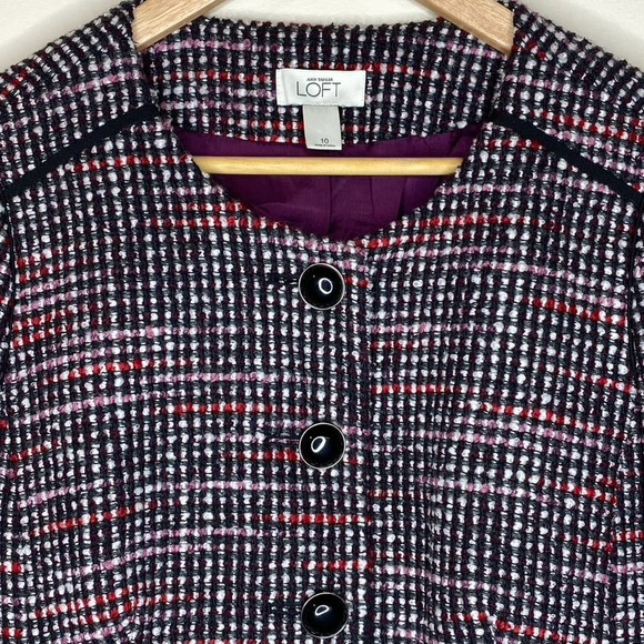 Ann Taylor Loft Womans Tweed Cropped Blazer Jacket Size 10 - Picture 3 of 9